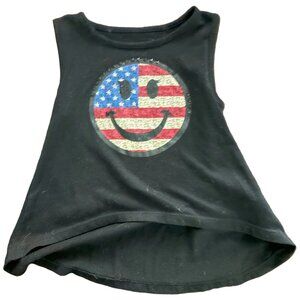 Yom Yom girl's hi-low American Flag Smiley face tank top sz 3T
